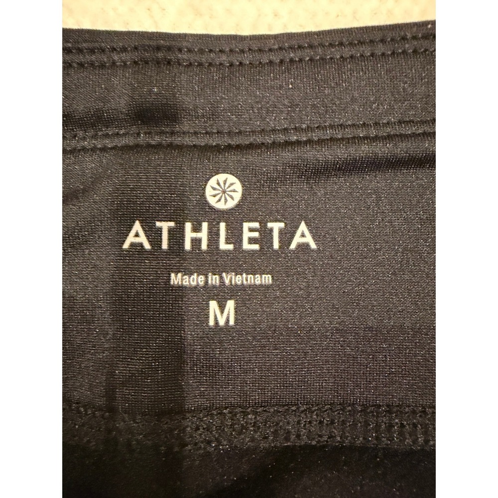 Athleta Black Running Leggings Womens Medium Reflective Zipper Ankle Pockets - Picture 3 of 7